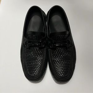 Salvatore Ferragamo Men’s Shoes Parigi Woven Black Leather Loafer